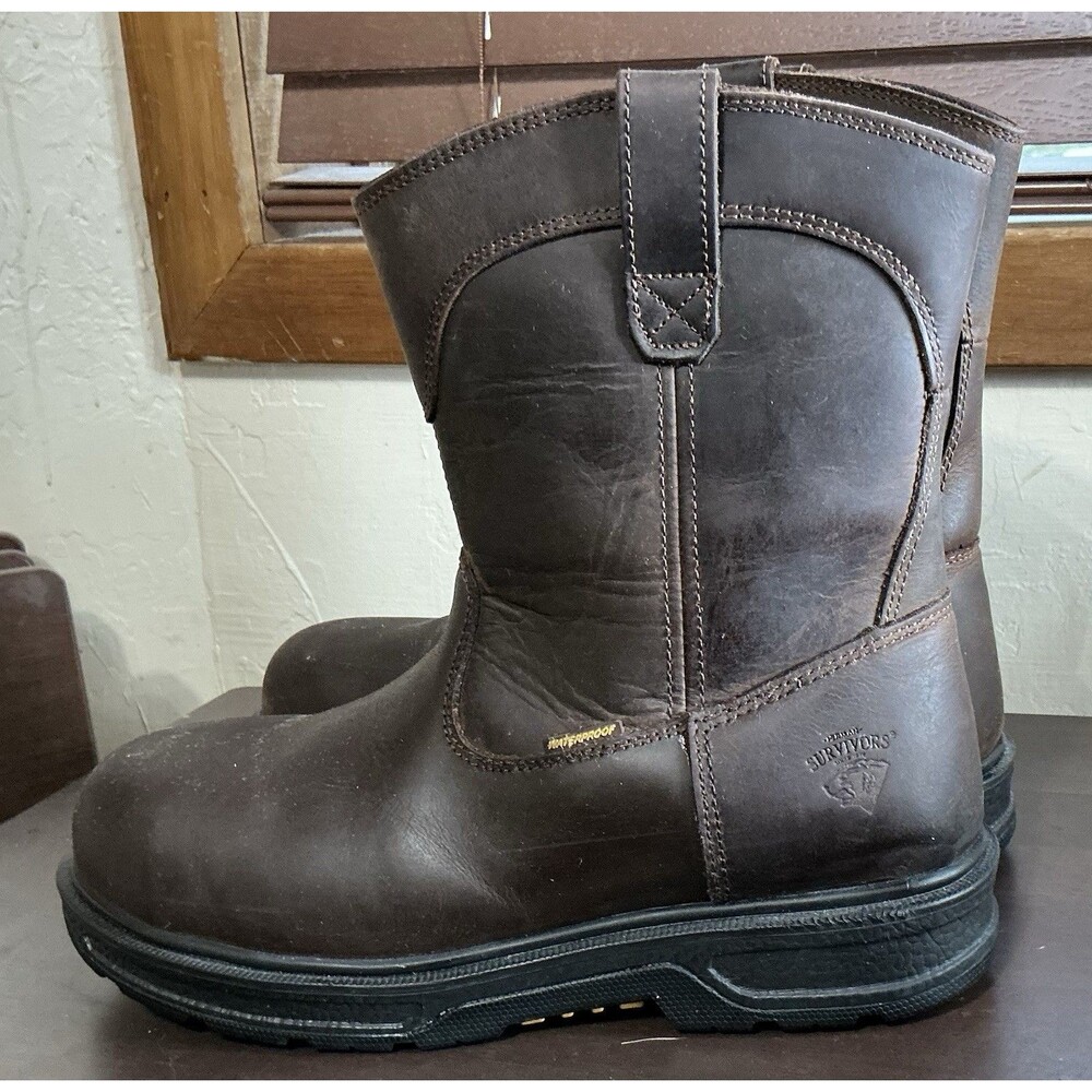Brown Leather Herman Survivors Plower waterproof steel toe work boots Size 10.5